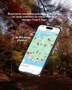 Carte interactive privée incluant 190 points d'intérêt sélectionnés dans les Alpes Japonaises (Takayama, Kanazawa, etc.).